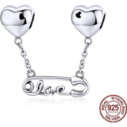 Hot sale love clip necklace pendant fit original 3MM charm bracelet bead DIY jewelry birthday gift 925 sterling silver woman