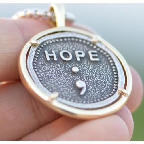 Semicolon Necklace My store isn't Over Yet, Suicide Prevention Mens Sympathy Gift Mental Resilient Faith Hope Jewelry A269