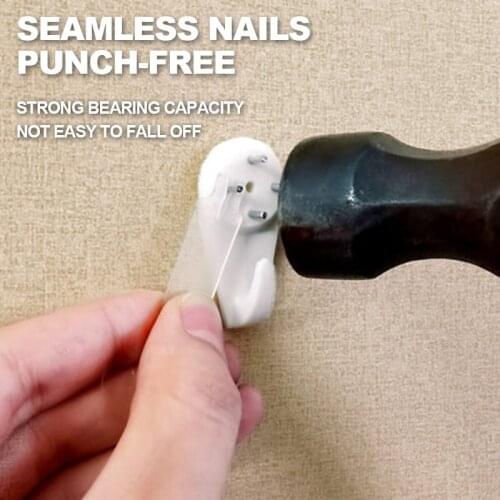 White Painting Photo Plastic Invisibl Nail Plastic Hanging Hanger Home Decor Wall Hooks Mount Picture Frame Seamless Nail