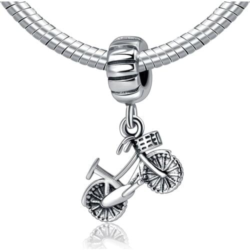 Authentic 925 Sterling Silver Charm Bead Vintage Cute Bicycle Pendant Beads Fit Pandora DIY Bracelets & Bangles Jewelry