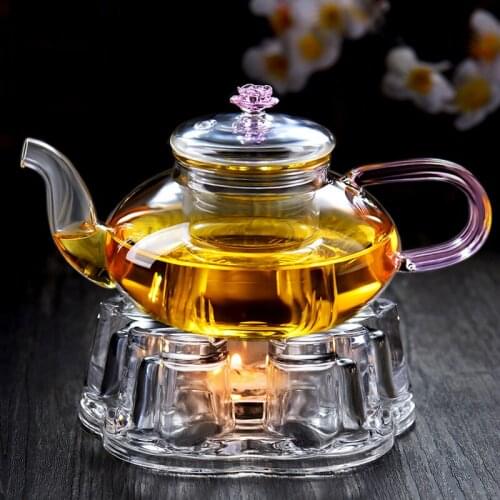 Transparent Teapot Glass Heat Resistant Pure Handmade Teapot Sets Colourful Household Filter Trumpet Teteras Stove KettleEI50TP