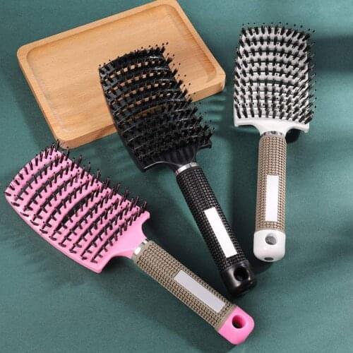 Girls Hair Scalp Massage Comb Hairbrush Bristle Nylon Women Wet Curly Detangle Hair Brush for Salon Hairdressing Styling Tools