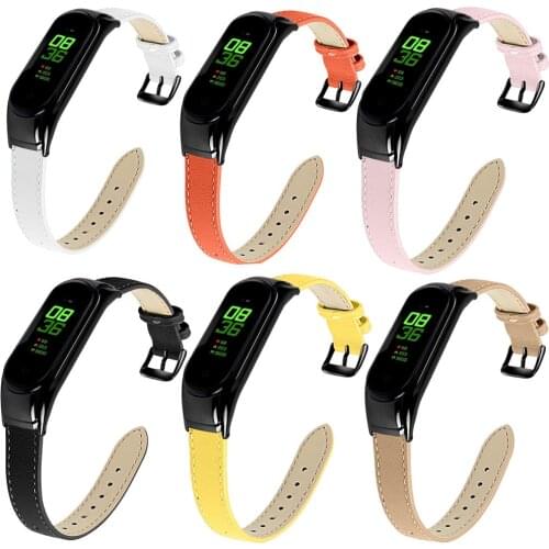 Replacement Band For Xiaomi Mi Band 3 4 Mi Wristband Leather Strap Bracelet With Frame For Xiaomi Mi Band 5 6