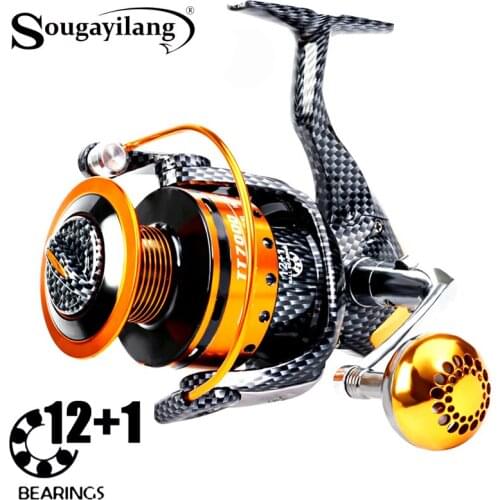 Sougayilang 1000-7000 Series 5.2:1 Fishing Reel Carp Golden Color Spinning Reels Fresh Water Salt Water Sea Fishing Reel Tackle