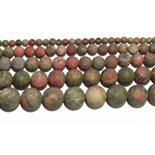 Dull Polish Matte Natural Stone Unakite Round loose Beads 4 6 8 10 12 MM Pick Size For Jewelry Making DIY Bracelet Material