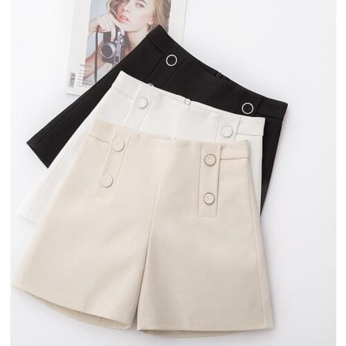 Spring and summer 2020 South Korean new versatile wear black high waist loose thin wide leg casual A-line shorts for women