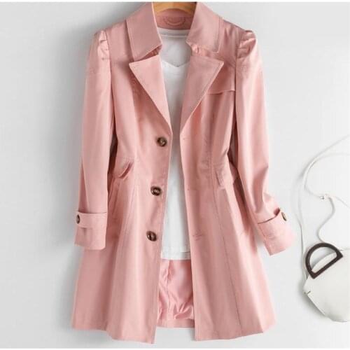 Fashion Autumn Ladies Windbreaker Coat Slim Women Middle-long Trench Coats Casual Women Solid Large Size 5XL Femme Tops