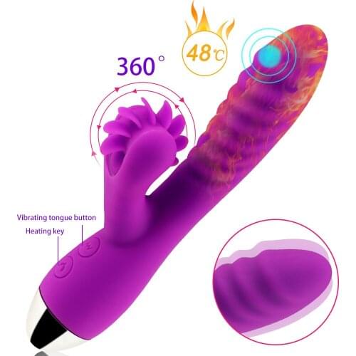 Heating Rotation Dildo Vibrators Oral Sex Tongue Licking Toy G Spot Clitoral stimulation Sex Shop Vibrators for Women