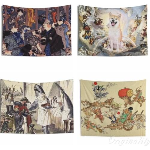 Funny Classic Art Frog Dog Cat Shark Abstract Animal Unique Tapestry Room Accessories