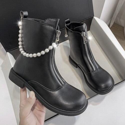 2021 New Pearl Fairy Wind Shoes British Style All-match Fashion Women Boots Round Head Back Zipper Womens Short Boots mujer