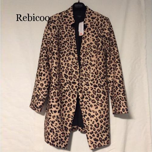 Women Ladies Casual Long Sleeve Coats Suit Turn-down Collar Slim Leopard Jacket Outwear Formal