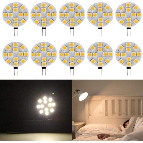 10-Pack Ei-Home 5050 12 SMD G4 LED Bulbs, DC 12V RV light Bulbs,Replace Halogen Lamp, Landscape, Car, Track Lighting, Warm White