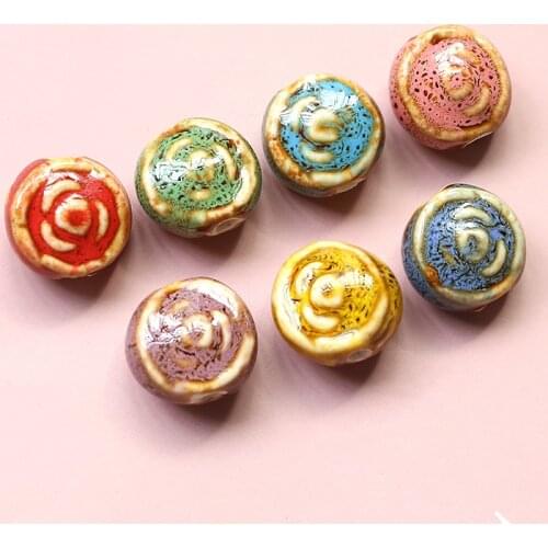 Retro style 50pcs/lot geometry irregular flowers rounds shape ceramics Straight hole beads diy jewelry bracelet accessory