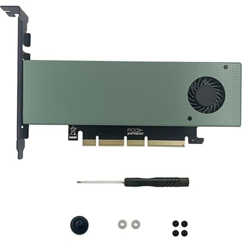JEYI SK9 m.2 Expansion Adapter for NVMe PCIE3.0 Cooling Fan SSD Dual Add on Card SATA3 with Fan Aluminum Cover Capacitance