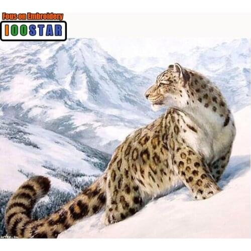 5D DIY Diamond embroidery snow leopard diamond painting Cross Stitch full square drill Rhinestone mosaic decoration