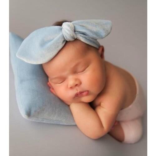 Baby Newborn Photography Props Velvet Pillow Headband Sets Infant Photo Auxiliary Props Pillow Headband