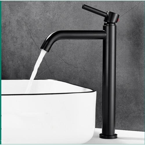 Matte Black High Quality Faucet Bathroom Basin Faucet Long Spout Two Type Cold and Hot Bathrrom Mixer