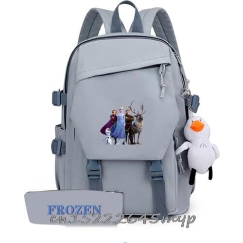Disney Frozen Elsa Children School Bags Double zipper Orthopedic Backpack Kids School Boys Girl Mochila Catoon Bags+ Pencil Case