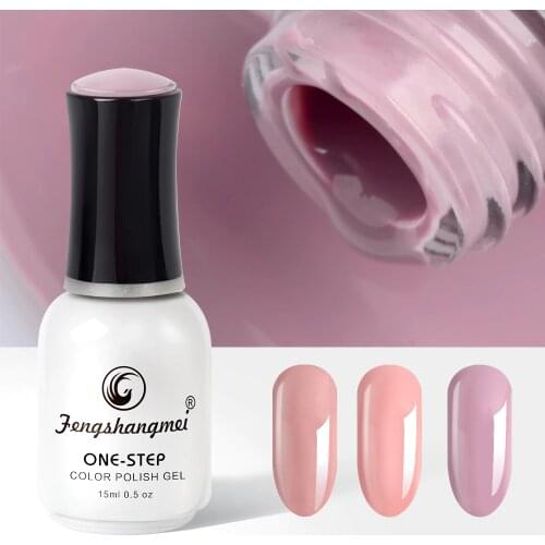 Fengshangmei One Step Gel Nail Polish 3 in 1 Color UV Led Varnish Soak Off Smalto Nail Gel 15ml