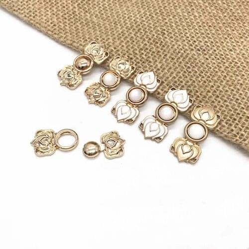 2pcs Pcs Classical Metal Lotus Bead Buckle DIY Crafts Retro Hanfu Dress Cheongsam Button Buckle Clothing Sewing Accessories