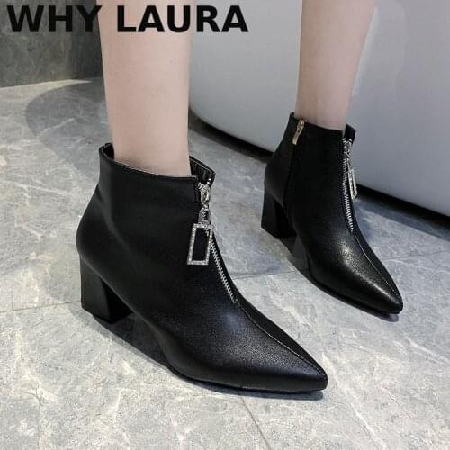 High heels dress shoes toe bare boots black boots thin heels fashion ankle boots retro warm chunky heels womens shoes