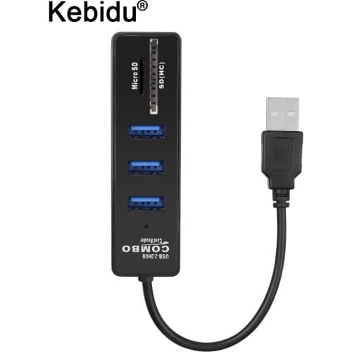 USB 2.0 HUB Combo 3 Ports + Card Reader USB Hub Portable High Speed USB Splitter All In One For SD/TF For Computer Accessories