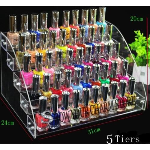5 Tiers Cosmetic Makeup Nail Polish Varnish Display Stand Rack Holder Booking Jewelry Acrylic Packaging Organizer Storage Box