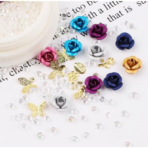 Colorful Valentines Day Nail Accessories 3D Rose Three-dimensional Nail Art Jewelry Diamond Accessories Nail Art Decorations