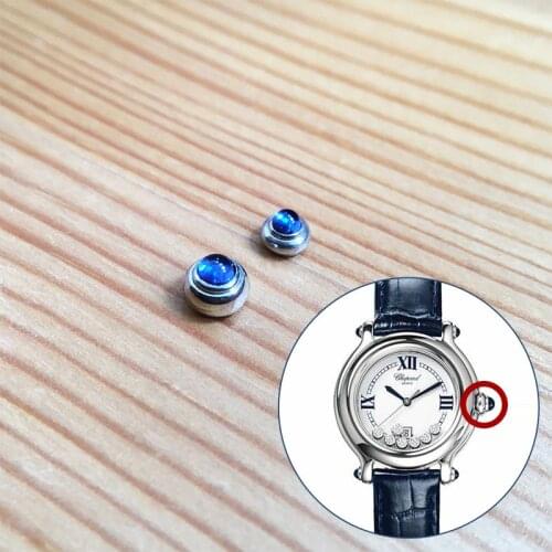 Blue sapphire crystal crown for Cho pard Happy Dia monds quartz watch