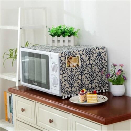Linen Microwave Oven Top Dustproof Cover Household Home Cubierta Lavadora Refrigerator Cloth