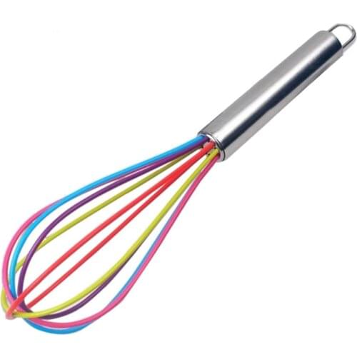 Stainless Steel Handle Silicone Balloon Wire Egg Beater Whisk Mixer Kitchen Tool Baking Utensil Milk Cream Butter Whisk Mixer