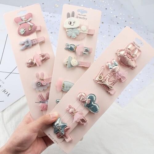 6Piece Child Full Cloth Bag Hair Clip Girl Cute Crown Animal Hairpin Hair Accessories Headdress Baby Not Hurt Hair Birthday Gift