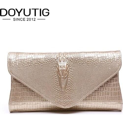 New Luxury Brands Wallets For Women Real Cow Leather Clutch Bags With Alligator Head Female Genuine Leather Wallets & Bags A051