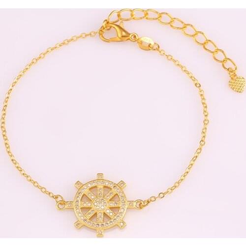 New Arrival Rudder Connector Micro Pave Inlay Clear Zircon Charm Bracelet&Bangle Fit Women Brass Metal Bijoux Jewelry Making