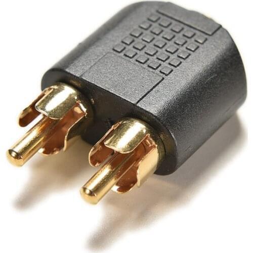 New 3.5mm Gold Plated Audio Stereo Jack Female To 2 RCA Male Audio Jack Connector Adapter Converter for Speaker Power Amplifier