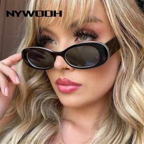 NYWOOH Small Oval Sunglasses for Women Men Vintage Gradient Sun Glasses Ladies Retro Brand Designer Round Eyewear UV400