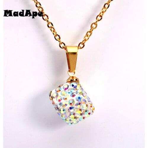 MadApe Square Pendant Necklace AB Color Zircon Pendants & Necklace For Women Fashion Sweater Chain Choker Wholesale Jewelry