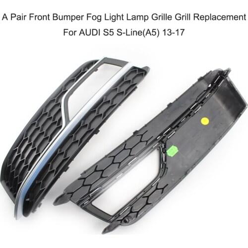 A Pair Front Bumper Fog Light Lamp Grille Grill Replacement For AUDI S5 S-Line(A5) 13-17