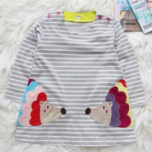 Striped Hedgehog Dress Fashion Kids Clothes Girl Dress k1