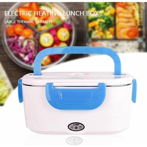 12V Portable Home Car Electric Auto Car Heated Lunch Box Bento Boxes Food Rice Container Warmer Stainless Steel Lunch Box
