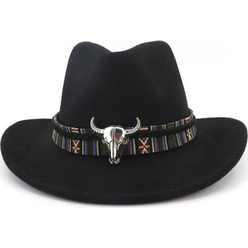 Cow Pattern Felt Hat Ladies Fedora Hat Western Cowboy Top Hat Men And Women Outdoor Travel Hat Metal Cow Label Curling Top Hat