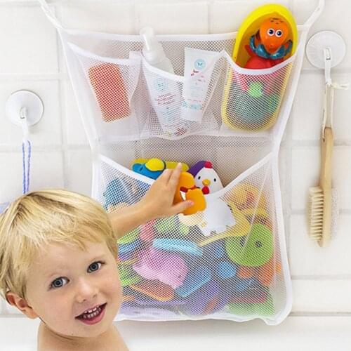 45*35cm Baby Shower Bath Toys Kids Toy Storage Mesh Toy Bag Net In The Bathroom on Suckers Suspended Hanging Bag Organizer