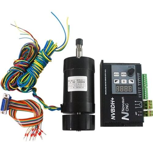 CNC DC Motor Air cooled Spindle 400W Brushless 48VDC 55mm Diameter 600W Brushless CNC Spindle Motor Driver NVBDL Without Hall