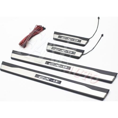 Car Styling Stainless Steel Led Door Sill Scuff Plate Guard Sills Protector Trim For Mazda CX-9 CX9 2016-2020