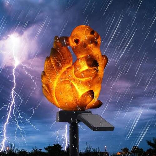 Led Night Light Cute Resin Squirrel Outdoor Lawn Solar Powered Garden Lamp Ground Decor Light Landscape Light Garden Pathway Lig