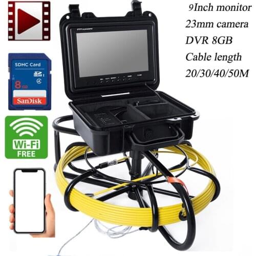 Pipe Inspection Video Camera 9 inch Wireless WiFi , 10/20/30m 23MM Drain Sewer Pipeline Industrial Endoscope support Android/IOS