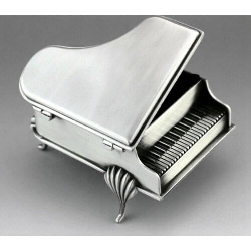 Vintage Silver Metal Piano Music Box Clockwork Music Accessories Birthday Gifts Production Wedding Caja Musical Gift Box EH50MB