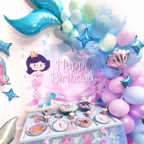 87PCS Mermaid Balloon Garland Kit Mermaid Tail Arch Party Supplies Confetti Balloons for Little Mermaid Birthday Party Decors