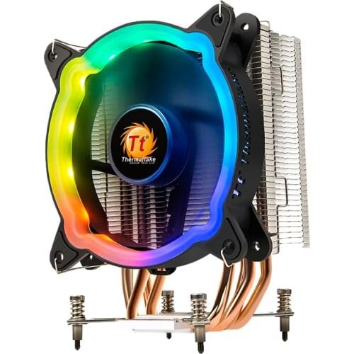 Thermaltake RGB CPU Air Cooler 120mm PWM Fan 4 Direct Contact Heatpipes Buckle Installation for Intel 115X Dynamic RGB Color