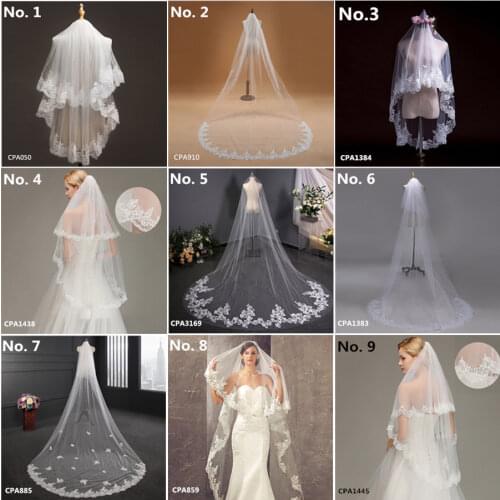 Voile Mariage White Wedding Veil Long Ivory Short Bridal Veils Lace Appliqued Edge Cathedral Wedding Veil Wedding Accessories